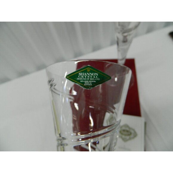 Shannon Crystal Godinger Champagne Flutes Set Of 2 In Red Satin-Lined Gift Box - Picture 8 of 14